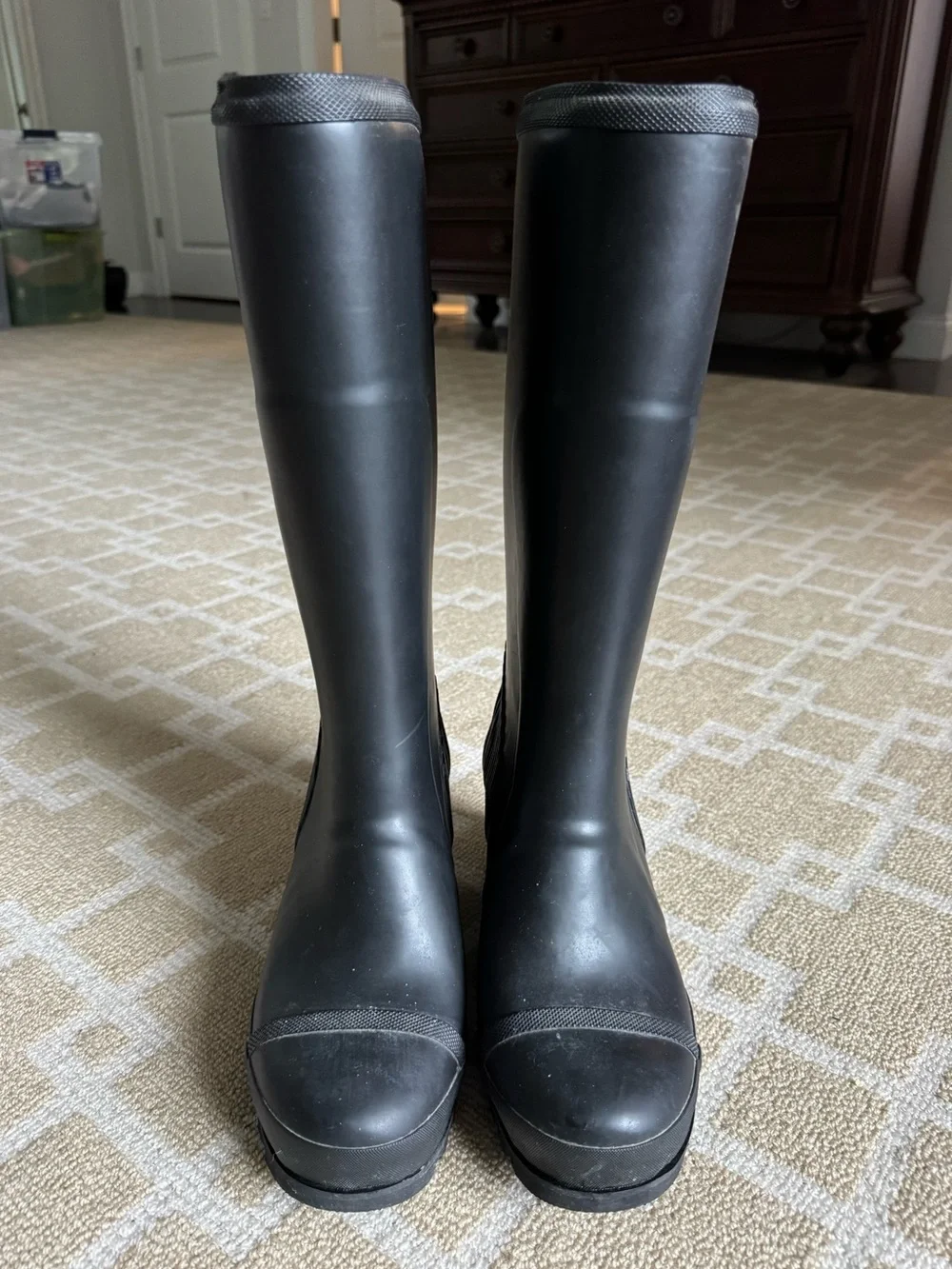 Sorel Joan Rain Wedge Tall Waterproof Rubber Boots Black Size 10